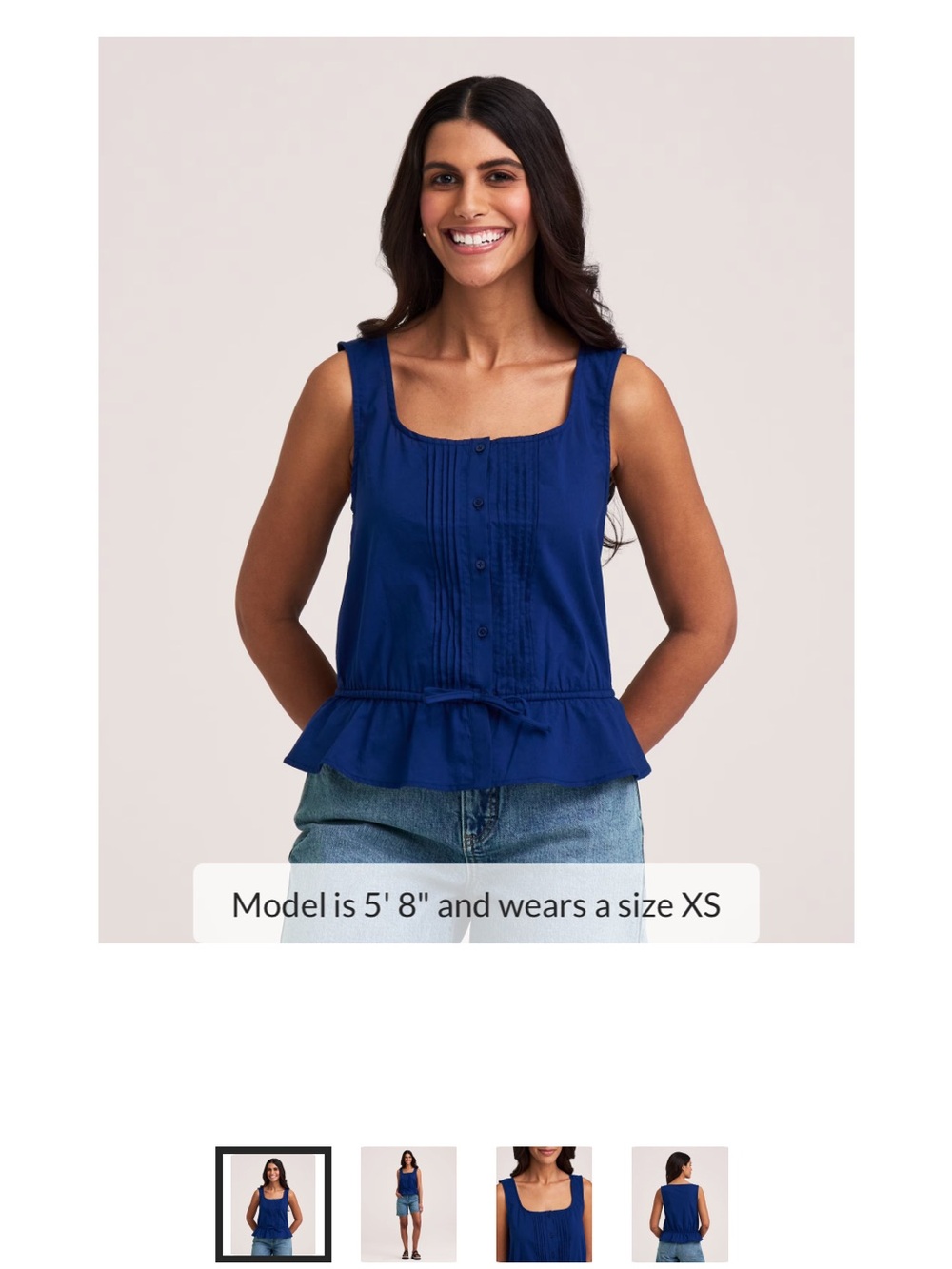 Sleeveless Pintuck Peplum Top - Blue